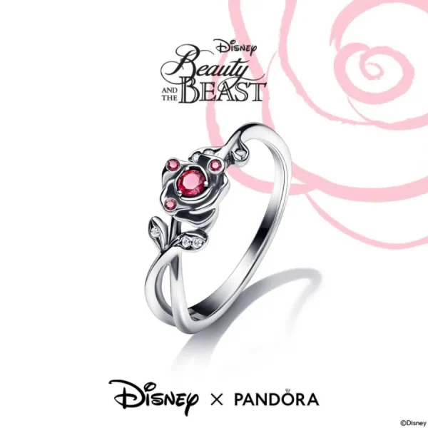 Ringe*Pandora Disney Ring Damen Die Schöne und Das Biest Rose Silber 190017C01