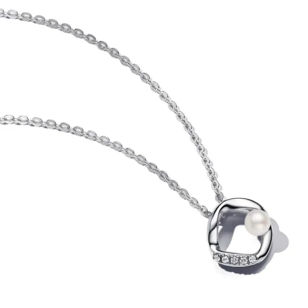 Halsketten*Pandora Essence Kette mit Anhänger Pavé Kreis Silber 45 cm 393303C01