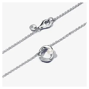 Halsketten*Pandora Essence Kette mit Anhänger Pavé Kreis Silber 45 cm 393303C01