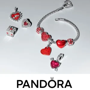 Halsketten*Pandora Halskette Damen Pfeil mit Herz Murano-Glas Silber 393669C01