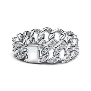 Ringe*Pandora Ketten-Ring Damen Pavé Cuban Zirkon Sterling-Silber 193557C01