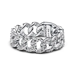 Ringe*Pandora Ketten-Ring Damen Pavé Cuban Zirkon Sterling-Silber 193557C01