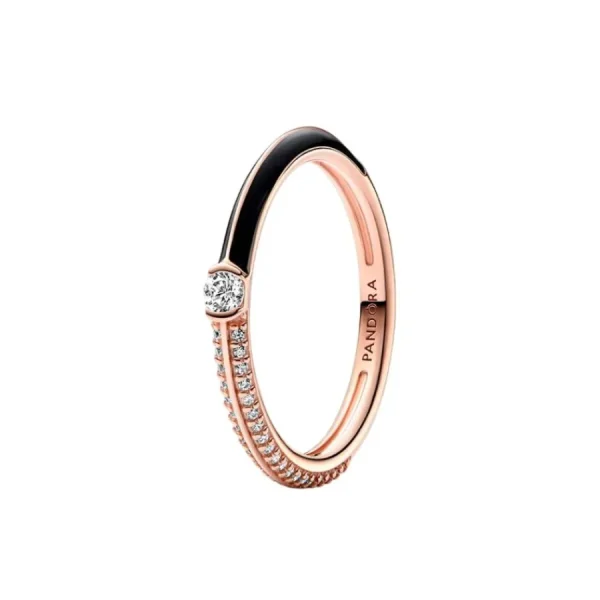 Ringe*Pandora Me 182528C01 Doppelring Damen Pavé & Schwarz 14k Rosé Vergoldet