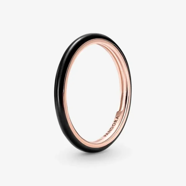 Ringe*Pandora Me 189655C01 Ring Damen Schwarze Emaille 14k Rosé Vergoldet