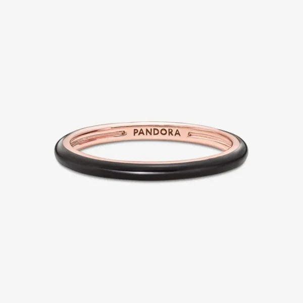 Ringe*Pandora Me 189655C01 Ring Damen Schwarze Emaille 14k Rosé Vergoldet