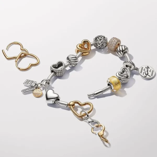 Ohrschmuck*Pandora Ohrringe Damen Asymmetrisches Herz Vergoldet