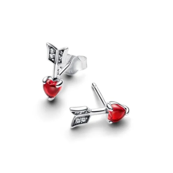 Ohrschmuck*Pandora Ohrstecker Damen Pfeil mit Herz Murano-Glas Silber 293668C01