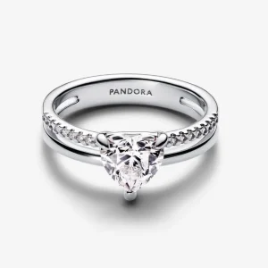 Ringe*Pandora Ring Damen Doppelband Herz Zirkonia Sterling-Silber 193100C01