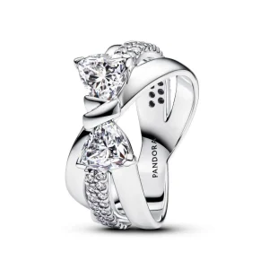 Ringe*Pandora Ring Damen Funkelnde Schleife Überkreuzt Silber 193553C01