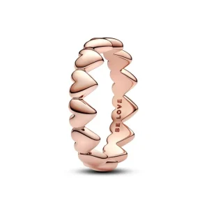 Ringe*Pandora Ring Damen Reihe von Herzen Rosévergoldet 183427C00