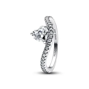 Ringe*Pandora Ring Damen Welliger Pavé Herz Zirkon Sterling-Silber 193661C01