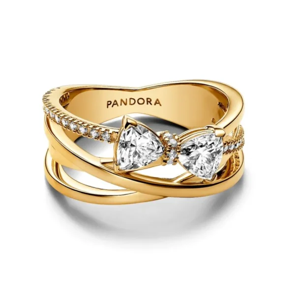 Ringe*Pandora Ring Funkelnde Schleife Überkreuztes Band Vergoldet 163511C01