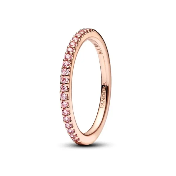 Ringe*Pandora Ring Funkelnder Rosafarbener Pavé-Band Rosévergoldet 182999C01