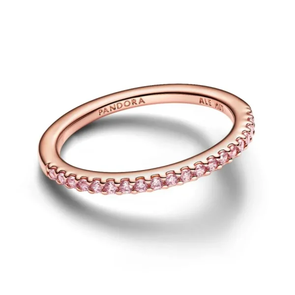 Ringe*Pandora Ring Funkelnder Rosafarbener Pavé-Band Rosévergoldet 182999C01