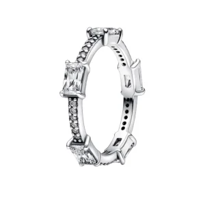 Ringe*Pandora Ring Rechteckige Steine Pavé Funkelnd Silber 192397C01