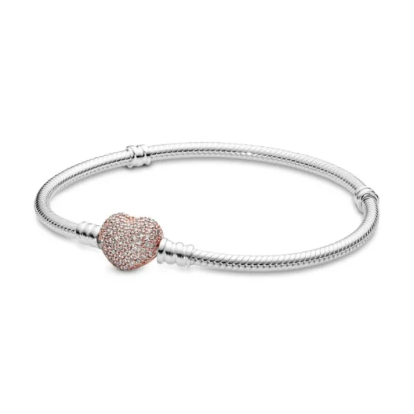 Armbänder & Armreife*Pandora Rose 586292CZ Schlangen-Gliederarmband Pavé-Herz-Verschluss