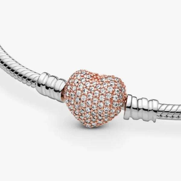 Armbänder & Armreife*Pandora Rose 586292CZ Schlangen-Gliederarmband Pavé-Herz-Verschluss