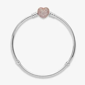 Armbänder & Armreife*Pandora Rose 586292CZ Schlangen-Gliederarmband Pavé-Herz-Verschluss