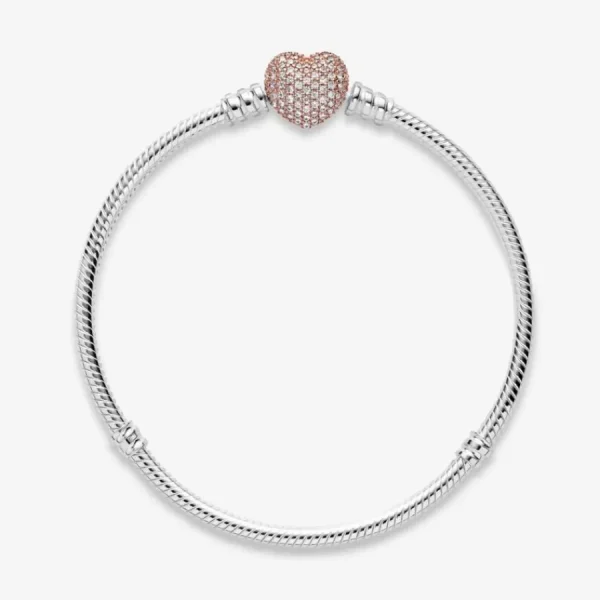 Armbänder & Armreife*Pandora Rose 586292CZ Schlangen-Gliederarmband Pavé-Herz-Verschluss