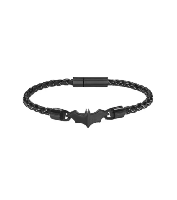 Armbänder*Police Armband Herren Batman Batarang Leder Schwarz 18 cm PEAGB0034701