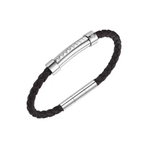 Armbänder*Police PEAGB0001410 Armband Herren Geometric Leder Dunkelbraun Edelstahl 20 cm