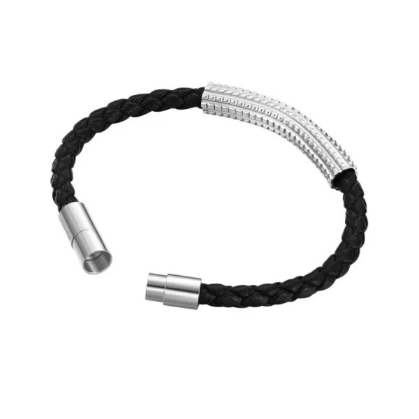Armbänder*Police PEAGB0001102 Armband Herren Urban Texture Leder Edelstahl Schwarz 20 cm