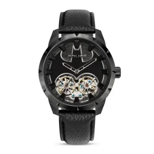 Herren Uhren Automatik*Police PEWGE0022701 Herren-Uhr Dark Knight Batman Analog Automatik Leder-Armband