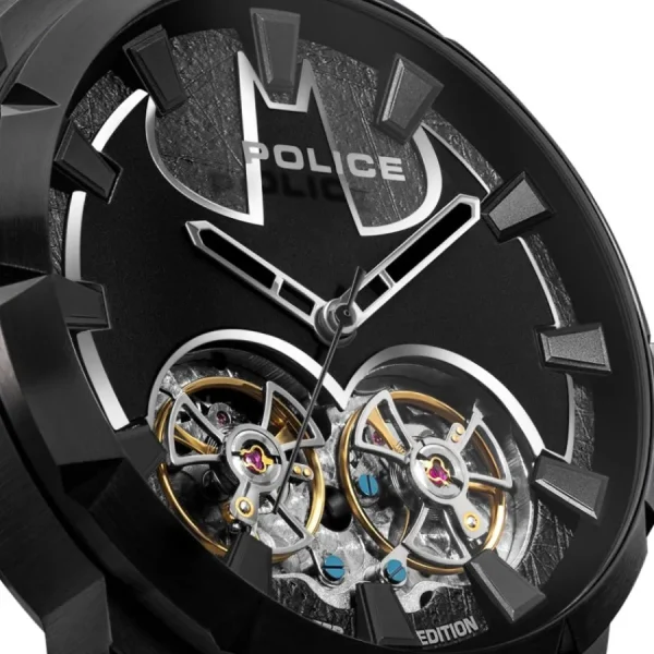 Herren Uhren Automatik*Police PEWGE0022701 Herren-Uhr Dark Knight Batman Analog Automatik Leder-Armband