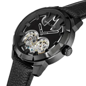 Herren Uhren Automatik*Police PEWGE0022701 Herren-Uhr Dark Knight Batman Analog Automatik Leder-Armband