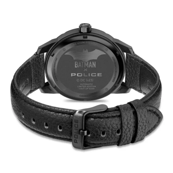 Herren Uhren Automatik*Police PEWGE0022701 Herren-Uhr Dark Knight Batman Analog Automatik Leder-Armband