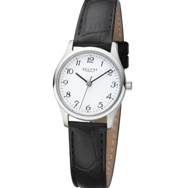 Damen Designer Uhren*Regent F-1249 Damen-Uhr Analog Quarz mit Lederarmband Edelstahl Ø 27 mm