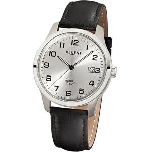 Herren Designer Uhren*Regent F-931 Herren-Uhr Analog Quarz mit Lederarmband Titan Datum Ø 37 mm