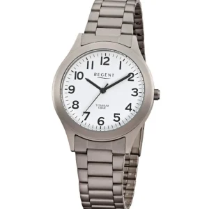 Herren Designer Uhren*Regent F-837 Herren-Uhr Analog Quarz mit Gliederarmband aus Titan Ø 37 mm