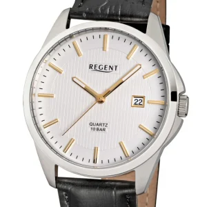 Herren Designer Uhren*Regent F-915 Herren-Uhr Analog Quarz mit Lederarmband Datum Ø 39 mm