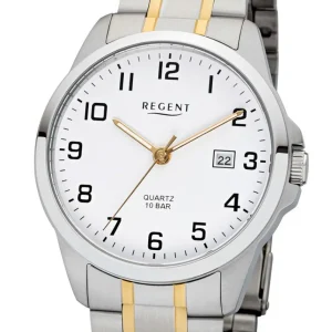 Herren Designer Uhren*Regent F-1014 Herren-Uhr Analog Quarz mit Edelstahlarmband Datum Ø 39 mm