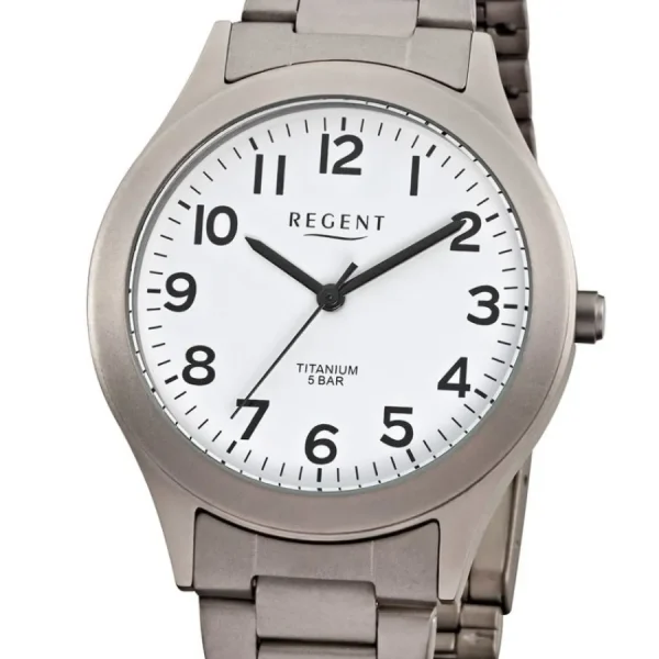 Herren Designer Uhren*Regent F-837 Herren-Uhr Analog Quarz mit Gliederarmband aus Titan Ø 37 mm