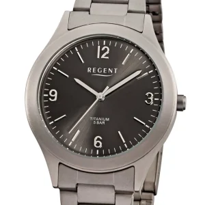 Herren Designer Uhren*Regent F-838 Herren-Uhr Analog Quarz mit Gliederarmband aus Titan Ø 37 mm