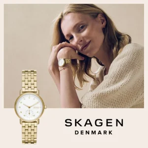 Damen Designer Uhren*Skagen SKW3114 Damen-Uhr Kuppel Lille Analog Quarz Leder-Armband Ø 32 mm