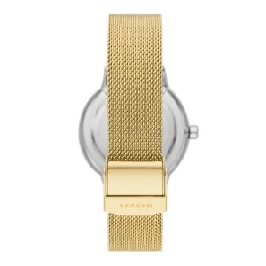 Damen Designer Uhren*Skagen SKW3092 Damen-Uhr Riis Analog Quarz Milanaise Edelstahl-Band Gold-Ton Ø 36 mm