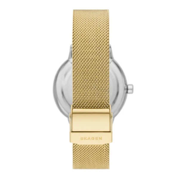 Damen Designer Uhren*Skagen SKW3092 Damen-Uhr Riis Analog Quarz Milanaise Edelstahl-Band Gold-Ton Ø 36 mm