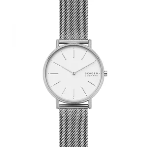 Damen Designer Uhren* Skagen Skagen SKW2785 Damen-Uhr Signatur Analog Quarz Milanaise-Band Silber