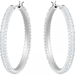 Ohrschmuck* Swarovski 5389432 Ohrringe Creolen Damen Stone White Silber-Ton Rhodiniert