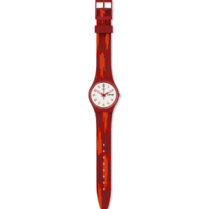 Herren Designer Uhren | Damen Designer Uhren*Swatch GR711 Armband-Uhr Red Flame Analog Quarz Silikon-Band Ø 34 mm