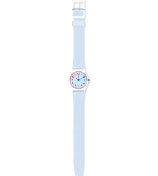 Damen Designer Uhren*Swatch LK396 Armband-Uhr Damen Casual Blue Analog Quarz mit Silikon-Band