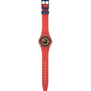 Herren Designer Uhren | Damen Designer Uhren*Swatch SO28R702 Armband-Uhr Concentric Red Analog Quarz Silikon-Band Ø 34 mm