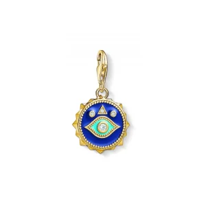 Anhänger* Thomas Sabo 1663-565-32 Charm-Anhänger Blaues Nazar Auge Gold-Ton Silber