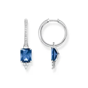 Ohrschmuck*Thomas Sabo CR684-166-1 Creolen Ohrringe Damen mit Blauem Stein Zirkonia Silber