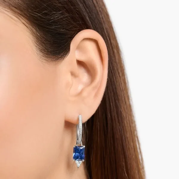 Ohrschmuck*Thomas Sabo CR684-166-1 Creolen Ohrringe Damen mit Blauem Stein Zirkonia Silber
