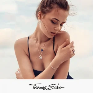 Ohrschmuck*Thomas Sabo CR684-166-1 Creolen Ohrringe Damen mit Blauem Stein Zirkonia Silber