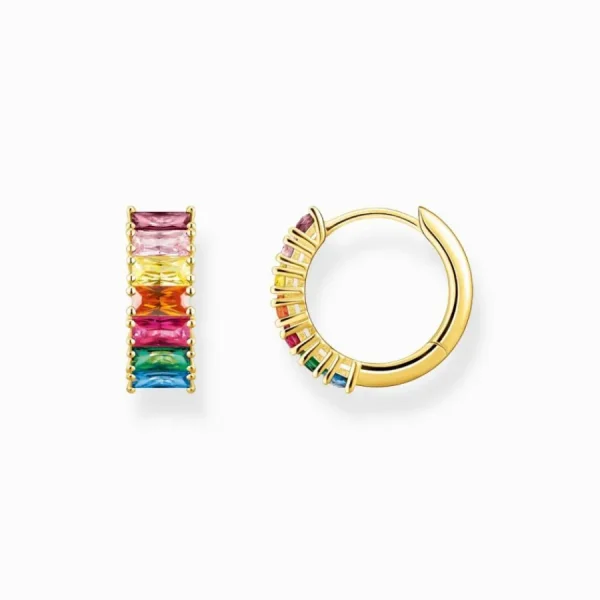 Ohrschmuck*Thomas Sabo Creolen Damen Bunte Steine Pavé Vergoldet CR667-488-7